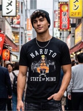 Orangetheory Black Naruto State of Mind Tee with Orange Graphic